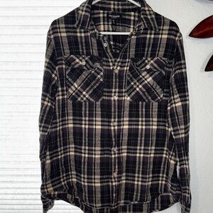 True Religion Black and Cream Plaid Shirt